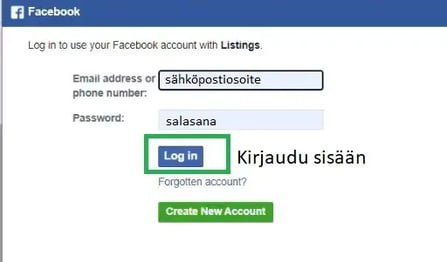 Fonecta Connect Asiakasohjeet Facebook linkitys kirjaudu