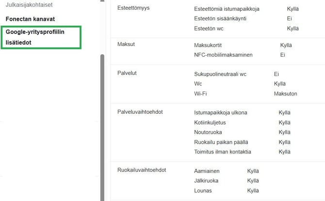 Fonecta Kontakti Asiakasohjeet tietojen päivitys Google-lisätiedot